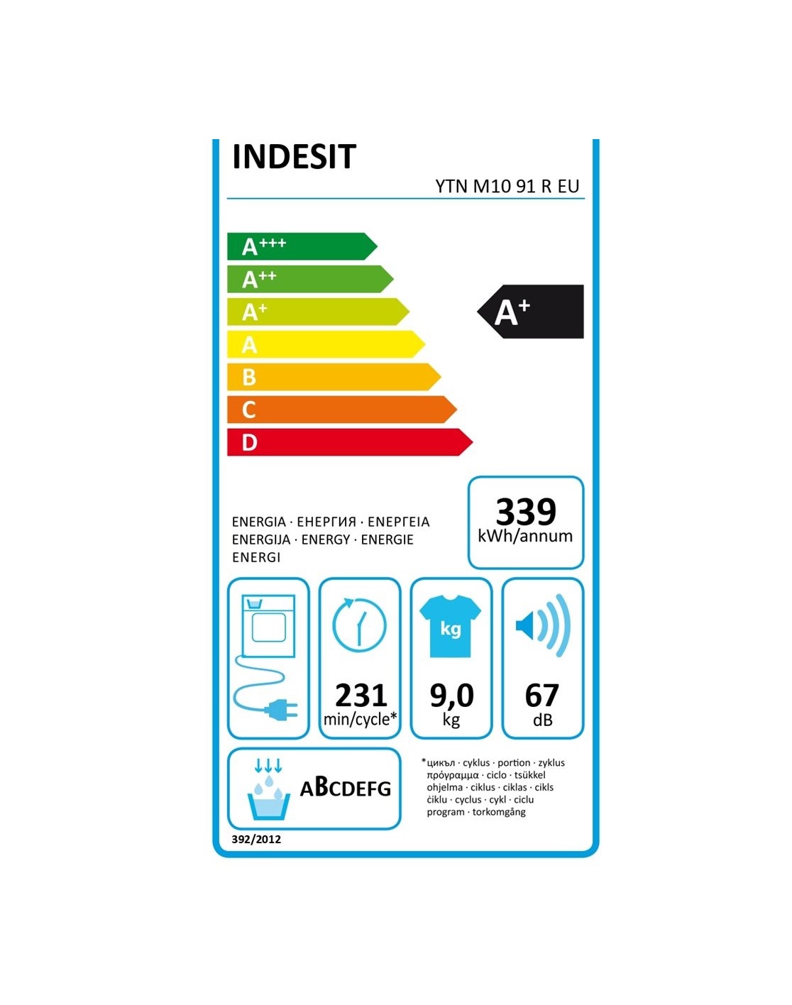 Máquina de secar roupa INDESIT YTN M10 91 R EU 9kg bomba de calor (1)