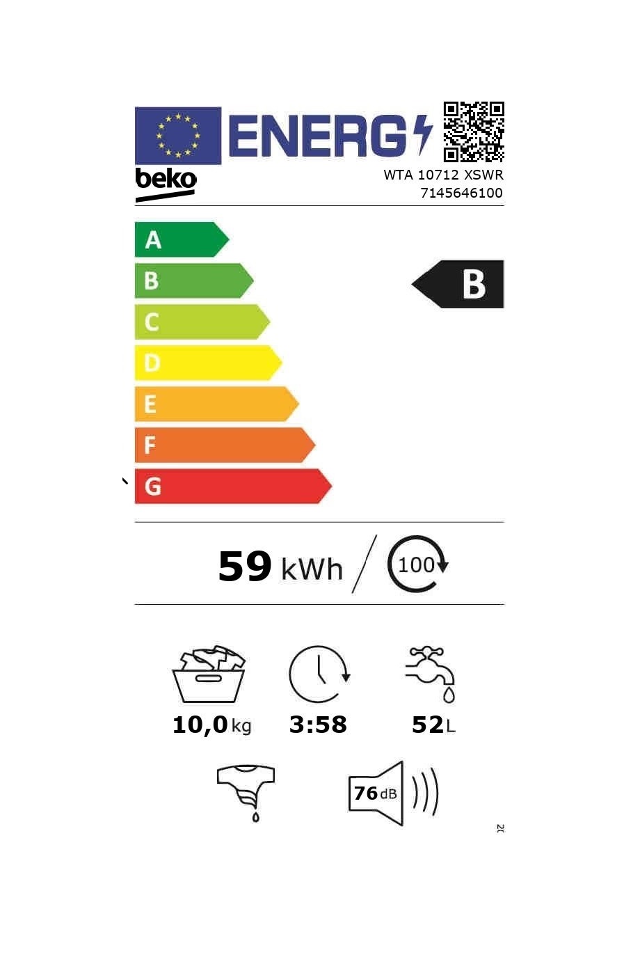Máquina lavar roupa BEKO WTA 10712 XSWR 10kg 1400RPM br (2)