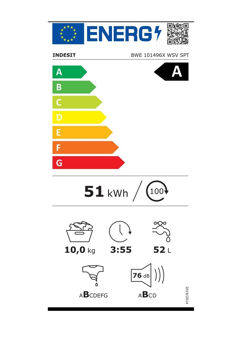 Máquina lavar roupa INDESIT BWE 101496X WSVS PT 10kg 1400rpm (1)