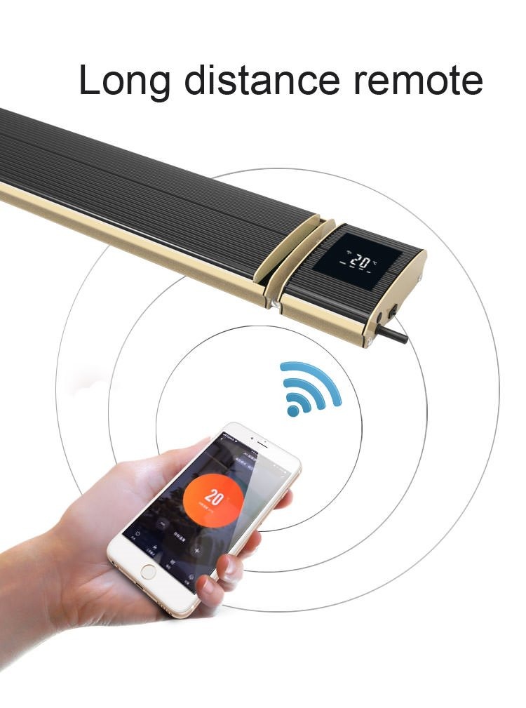 Aquecedor De Infravermelhos Com App Dedicado Para Android e Ios Pilotado Directamente Do Smartphone Com Potência Wi-fi 2400w Controlo Remoto Incluído Extremamente Económico e Ecológico Cobre Uma Área De Até 25 Metros Quadrados
