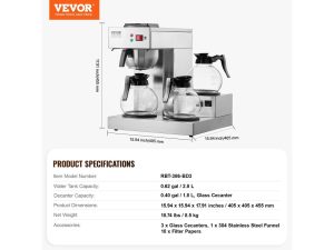 Cafeteira Comercial Vevor Com 3 Potes De Vidro Para Café E Escritório (4)