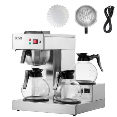 Cafeteira Comercial Vevor Com 3 Potes De Vidro Para Café E Escritório