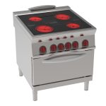 EURAST – Cozinha cerâmica 4 zonas quentes 1 forno conv. ele. gn 1/1 – 800x900x900 mm – 18600 W 400/3V – 42421613