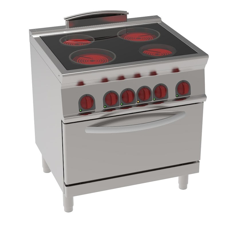 EURAST - Cozinha cerâmica 4 zonas quentes 1 forno elétrico estático gn 21 - 800x700x900 mm - 13300 W 4003V - 35070617