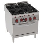 EURAST – Fogão a gás de 4 queimadores 1 forno a gás estático gn 2/1 – 800x900x900 mm – 36 Kw – 34720313