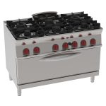 EURAST – Fogão a gás de 6 queimadores 1 forno de gás estático che – 1200x700x900 mm – 37 Kw – 35760317