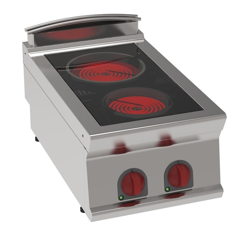 EURAST - Fogão de vidro cerâmico 2 zonas quentes - 400x700x280 mm - 4300 W 4003V - 35510617