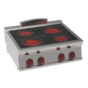 EURAST - Fogão de vidro cerâmico 4 zonas quentes - 800x700x280 mm - 8600 W 4003V - 35610617