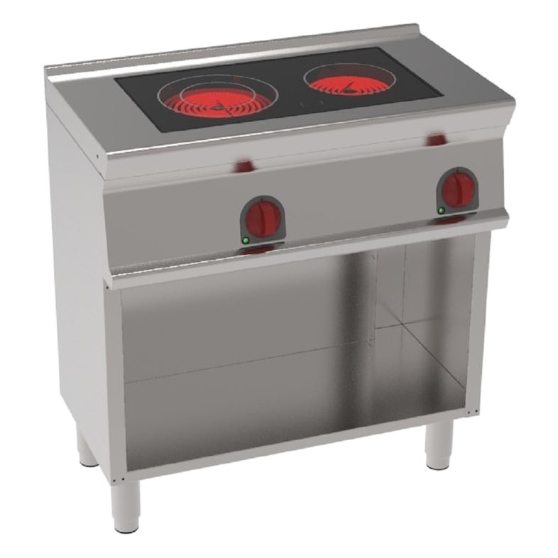 EURAST - Placa de cozinha vitrocerâmica 2 zonas quente em suporte aberto - 800x450x900 mm - 4300 W 2301V - 30511617