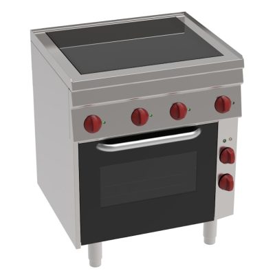 EURAST - Placa de cozinha vitrocerâmica 4 zonas quentes 1 forno conv. ele. 440 x 380 - 700x600x850 mm - 11100 W 400/3V - 42410611