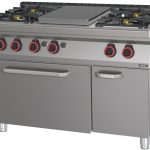 Fogão a gás 4 bocas + 1 placa com forno a gás CASSELIN GN 1/1 120 C7FOG4F1PFG120