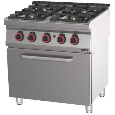 Fogão a gás 4 bocas com forno a gás CASSELIN GN 2/1 HP 80 C7FOG4FFGHP80