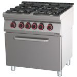 Fogão a gás 4 bocas com forno elétrico estático CASSELIN GN 2/1 80 C7FOG4FFS80