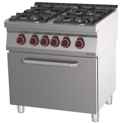 Fogão a gás 4 bocas com forno elétrico estático CASSELIN GN 2/1 80 C7FOG4FFS80