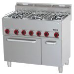 Fogão a gás 5 bicos com forno elétrico ventilado GN 1/1 P 99 C6FOG5FFEVP99 Casselin