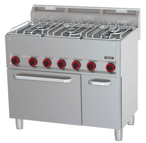 Fogão a gás 5 bicos com forno elétrico ventilado GN 1/1 P 99 C6FOG5FFEVP99 Casselin
