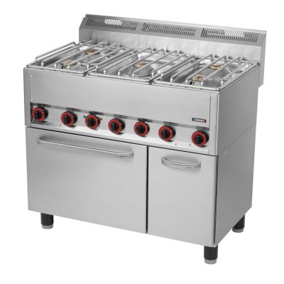 Fogão a gás 5 bocas com forno elétrico ventilado GN 1/1 99 C6FOG5FFEV99 Casselin