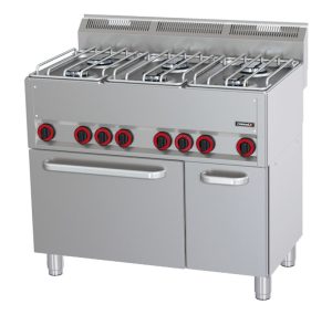 Fogão a gás 6 bicos com forno elétrico ventilado GN 1/1 P 99 C6FOG6FFEVP99 Casselin