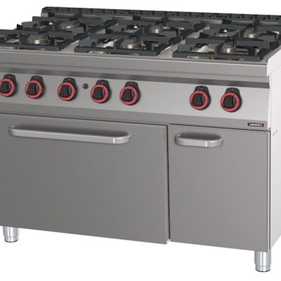 Fogão a gás 6 bocas com forno a gás GN 2/1 HP 120 C7FOG6FFGHP120 Casselin