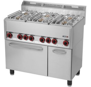 Fogão a gás 6 bocas com forno elétrico ventilado GN 1/1 99 C6FOG6FFEV99 Casselin