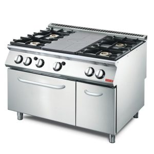 Fogão a gás de 4 bicos, placa e forno Línea 700 Gastro M 70120 TPPCFG2 GL936