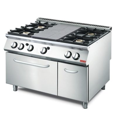 Fogão a gás de 4 bicos, placa e forno Línea 700 Gastro M 70/120 TPPCFG2 GL936