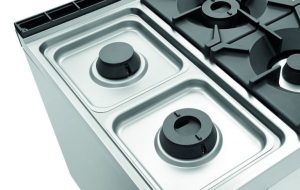 Fogão a gás de 6 bicos - forno a gás 21 GN e armário neutro - Bartscher. Bartscher (5)