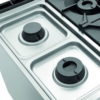Fogão a gás de 6 bicos - forno a gás 2/1 GN e armário neutro - Bartscher. Bartscher