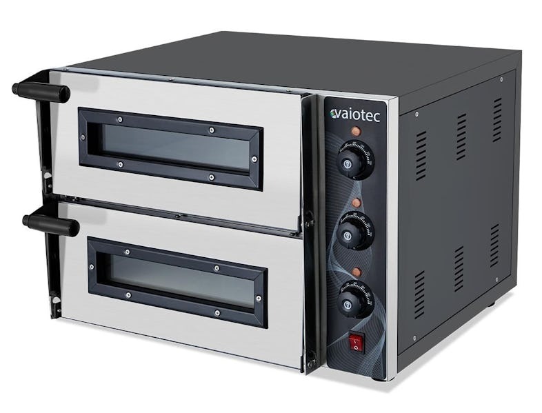 Forno elétrico de pizza para 2 pizzas 35 cm Ø, 2 câmaras 40 x 40 cm, gama de temp. 50-350°C, 2,4 kW, 230 V, 11036 Vaiotec (1) Forno elétrico de pizza para 2 pizzas 35 cm Ø, 2 câmaras 40 x 40 cm, gama de temp.: 50-350°C, 2,4 kW, 230 V, 11036 Vaiotec