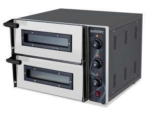 Forno elétrico de pizza para 2 pizzas 35 cm Ø, 2 câmaras 40 x 40 cm, gama de temp. 50-350°C, 2,4 kW, 230 V, 11036 Vaiotec (1)