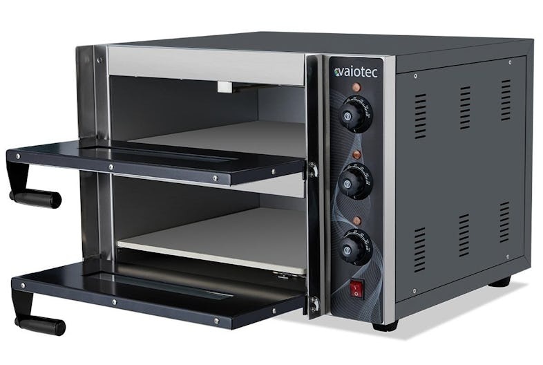Forno elétrico de pizza para 2 pizzas 35 cm Ø, 2 câmaras 40 x 40 cm, gama de temp. 50-350°C, 2,4 kW, 230 V, 11036 Vaiotec (2)