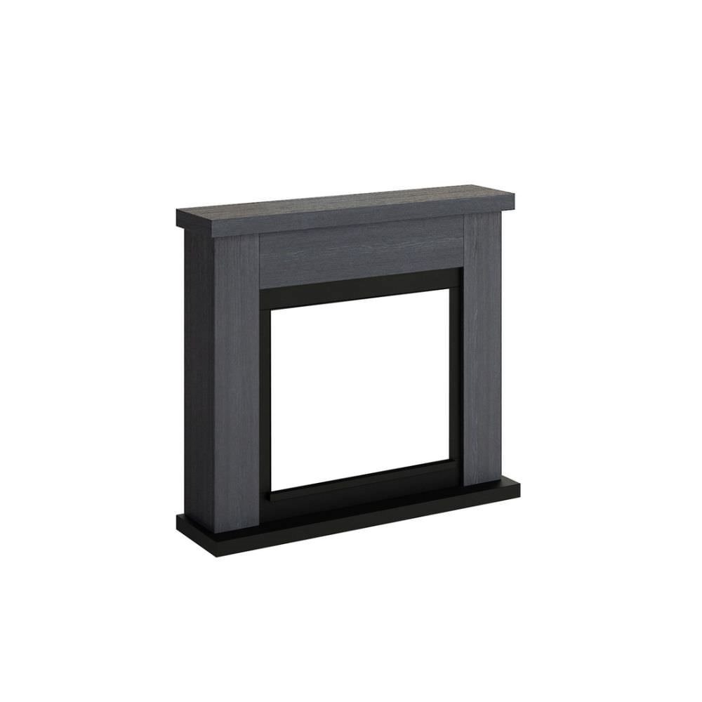 Lareira De Chão Com Estrutura Cinzenta e Queimador Eléctrico Preto De 1500w Com Efeito De Chama Led Real (1)