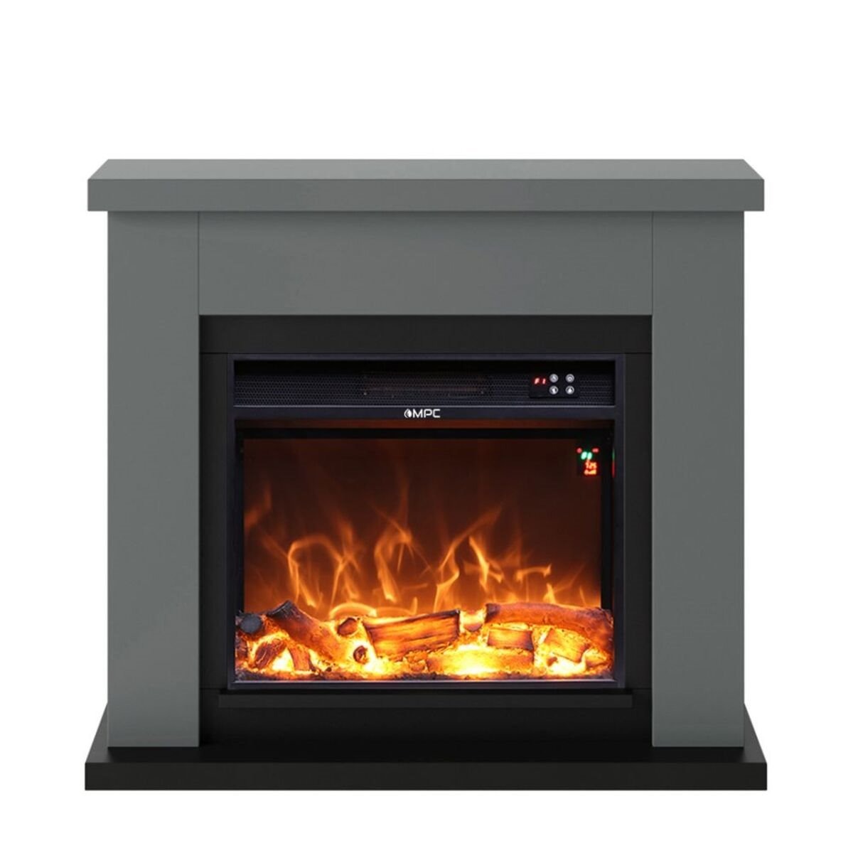 Lareira De Chão Composta Por Estrutura Cinzenta Escura e Queimador Eléctrico (11) Lareira De Chão Composta Por Estrutura Cinzenta Escura e Queimador Eléctrico Preto De 1500w, Verdadeiro Efeito De Chama Led. Design Moderno Para Todos Os Interiores. Feito De Madeira Mdf De Alta Qualidade Fácil De Colocar Ou Mover. Com Controlo Remoto