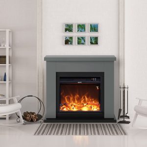 Lareira De Chão Composta Por Estrutura Cinzenta Escura e Queimador Eléctrico (4)