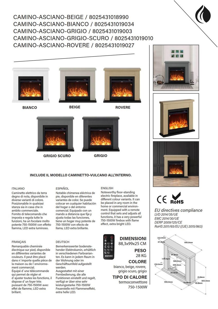 Lareira De Chão Composta Por Estrutura Cinzenta Escura e Queimador Eléctrico (9)
