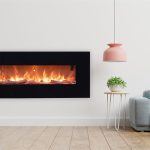 Lareira Eléctrica De Parede Em Aço e Vidro Stelvio, Modelo Stelvio. Potência Máxima De Aquecimento 1500w. Efeito Realista Da Chama Led Ajustável Em 6 Níveis De Intensidade De Luz Controlo Remoto Incluído. Certificado Para Casa, Escritório, Negócios.