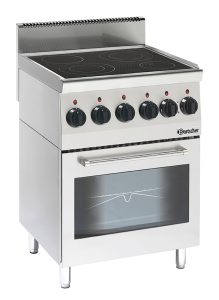 Placa de Cerâmica 4 Zonas Radiantes Bartscher – 10,2 kW com Forno Elétrico 2,2 kW