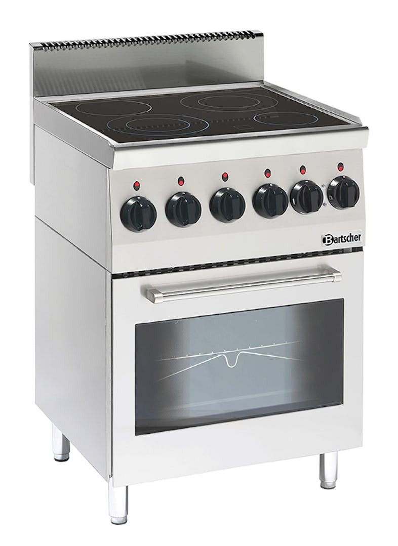 Placa de Cerâmica 4 Zonas Radiantes Bartscher – 10,2 kW com Forno Elétrico 2,2 kW