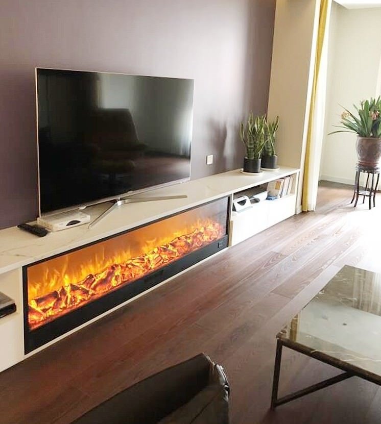 Sined Amiata Lareira Eléctrica Embutida Lareira Interior De 180 Cm De Comprimento Com (2)