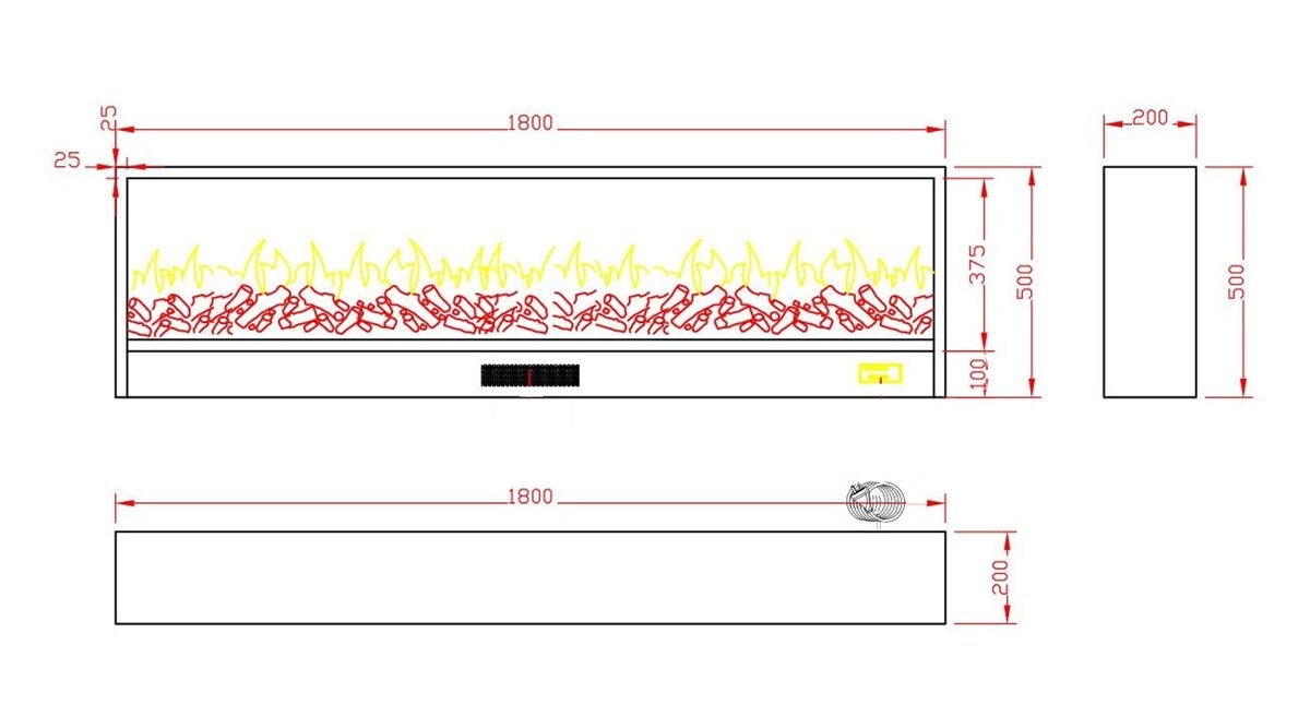 Sined Amiata Lareira Eléctrica Embutida Lareira Interior De 180 Cm De Comprimento Com (7)