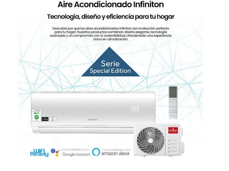 Aparelho de ar condicionado INFINITON SPTSE24A2, 24000 BTU, Wifi, bomba de calor, A++, branco (1)